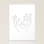 Minimal Line Art Woman with Hands on Face Stationery Card Gallery Image 2