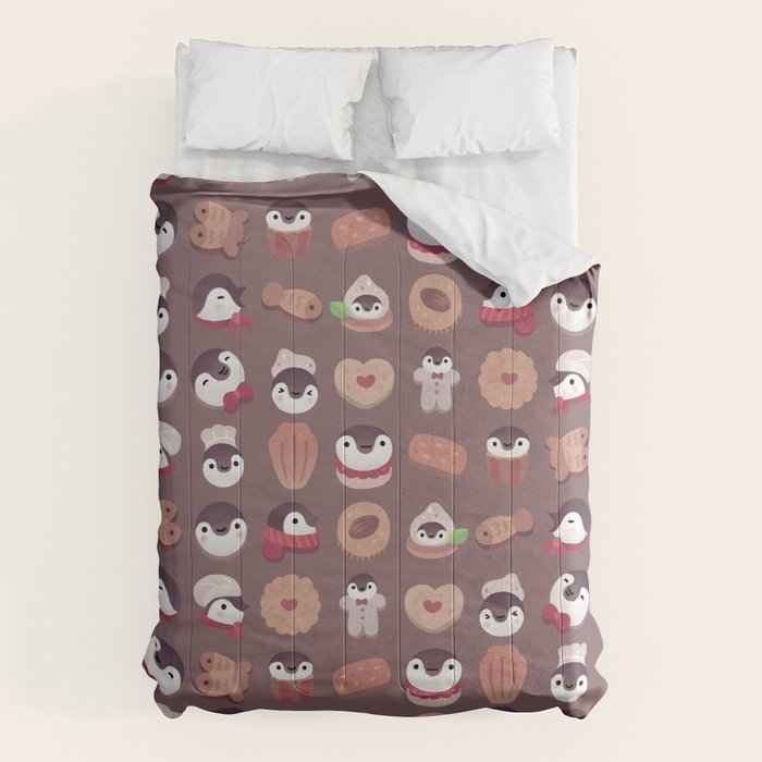 Cookie & cream & penguin - brown  pattern Comforter Gallery Image 6