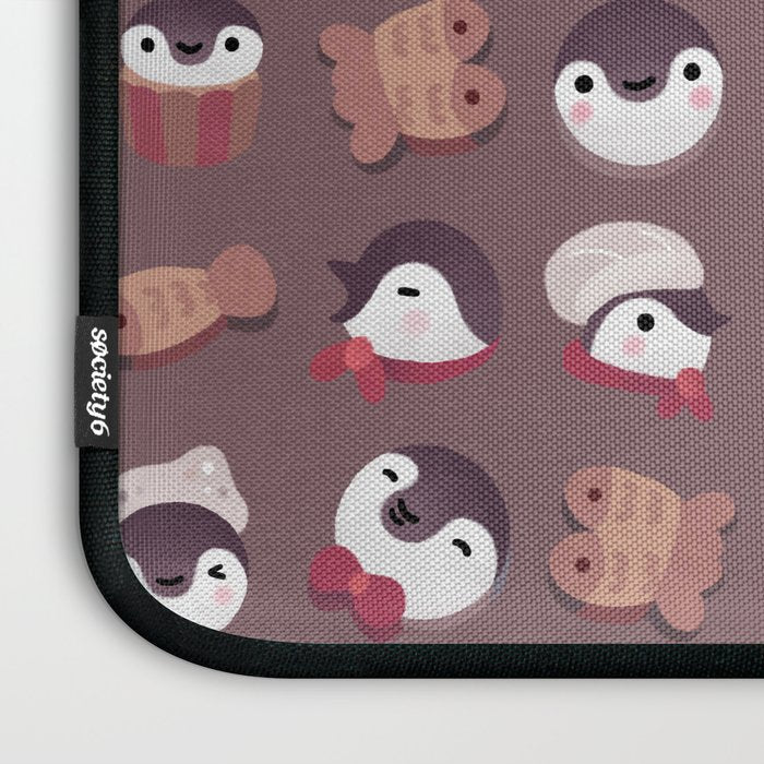 Cookie & cream & penguin - brown  pattern Laptop Sleeve Gallery Image 3