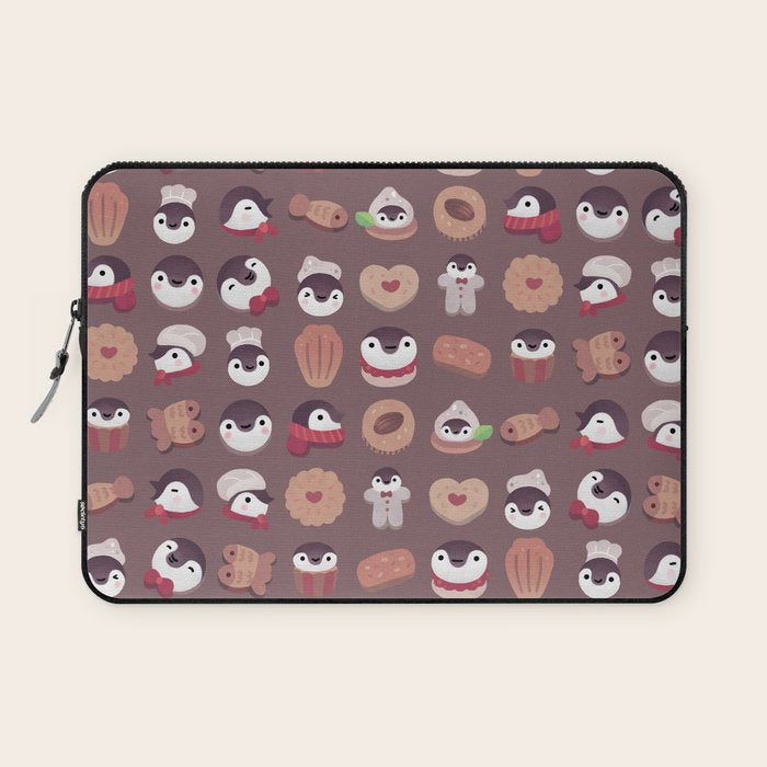 Cookie & Cream & Penguin - Brown  Pattern Laptop Sleeve Gallery Image 1
