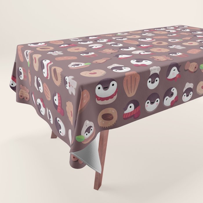 Cookie & cream & penguin - brown  pattern Tablecloth Gallery Image 1