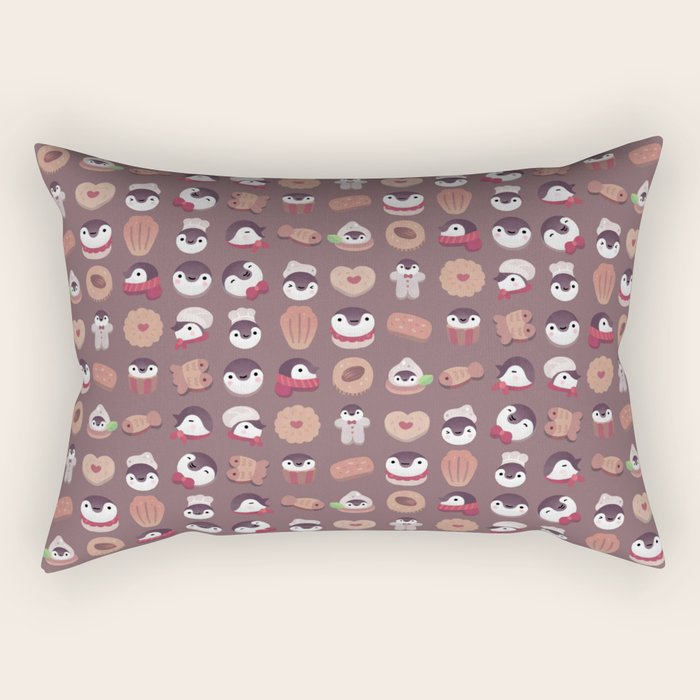 Cookie & cream & penguin - brown  pattern Rectangular Pillow Gallery Image 2