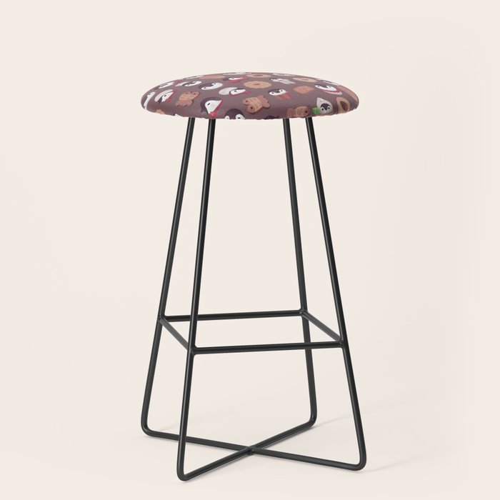 Cookie & cream & penguin - brown  pattern Stool Gallery Image 1