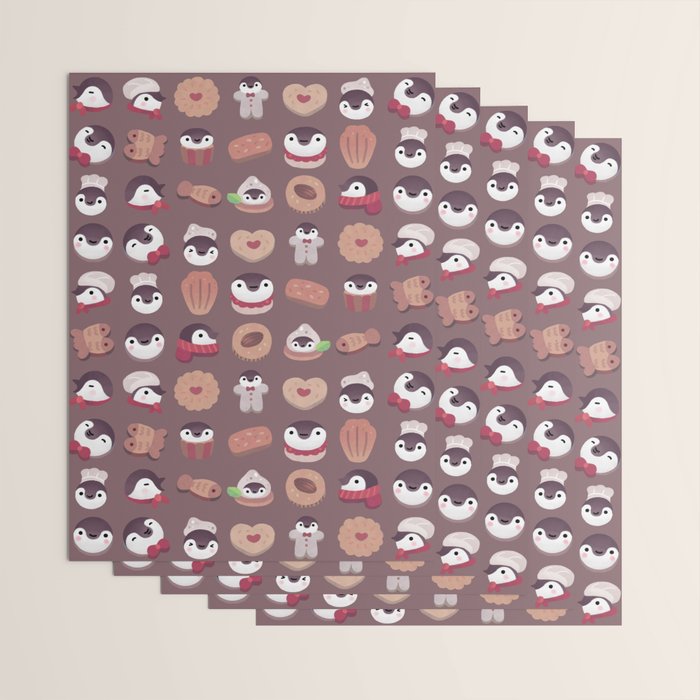 Cookie & cream & penguin - brown  pattern Wrapping Paper Gallery Image 3