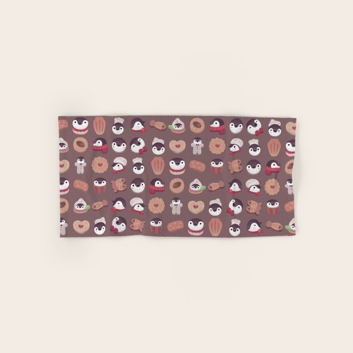 Cookie & cream & penguin - brown  pattern Bath Towel Gallery Image 1