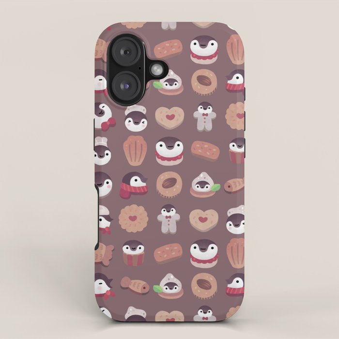 Cookie & cream & penguin - brown  pattern iPhone Case Gallery Image 1