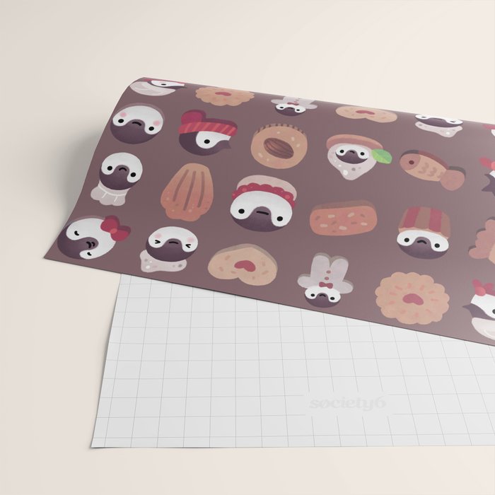 Cookie & cream & penguin - brown  pattern Wrapping Paper Gallery Image 2