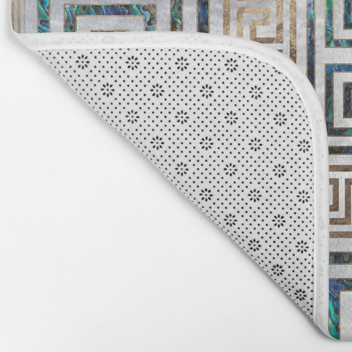 Greek Key Ornament - Greek Meander -Abalone and gold Bath Mat Gallery Image 2
