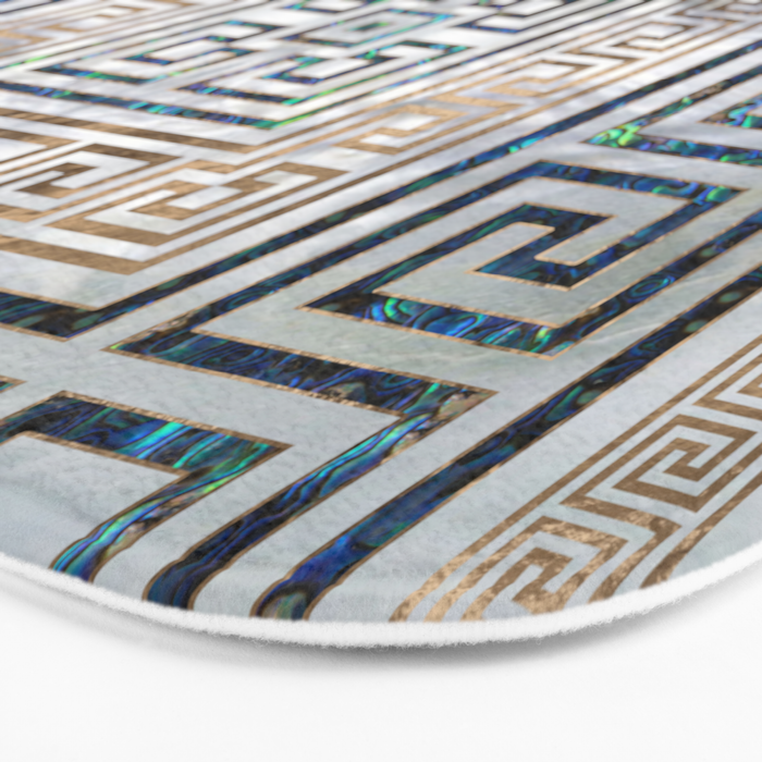 Greek Key Ornament - Greek Meander -Abalone and gold Bath Mat Gallery Image 3