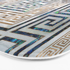Greek Key Ornament - Greek Meander -Abalone and gold Bath Mat Gallery Image 3