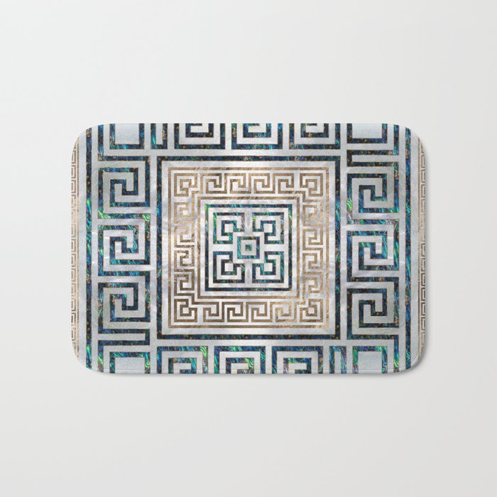 Greek Key Ornament - Greek Meander -Abalone and gold Bath Mat Gallery Image 1