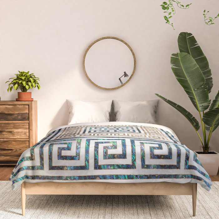 Greek Key Ornament - Greek Meander -Abalone and gold Comforter Gallery Image 3