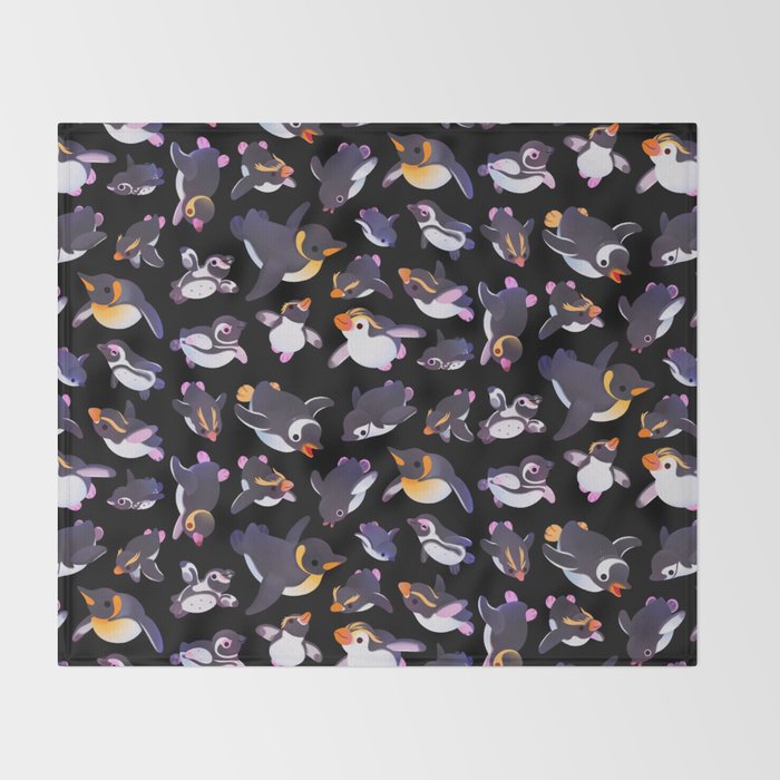 Penguin day - Name /dark Throw Blanket Gallery Image 2