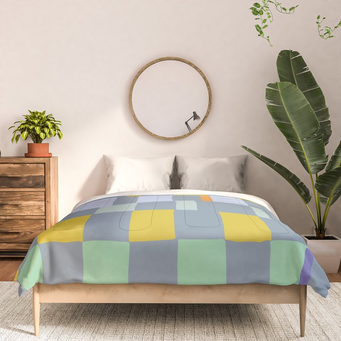 Summer check handdrawn teal Comforter Gallery Image 3