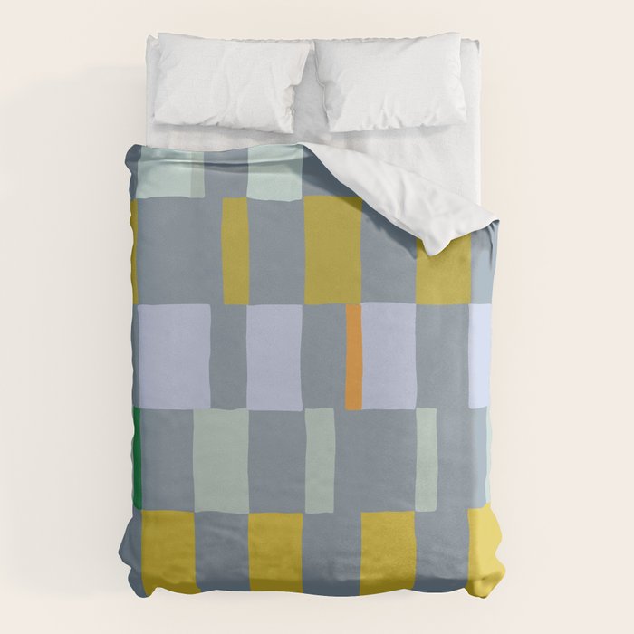 Summer check handdrawn teal Duvet Cover Gallery Image 1