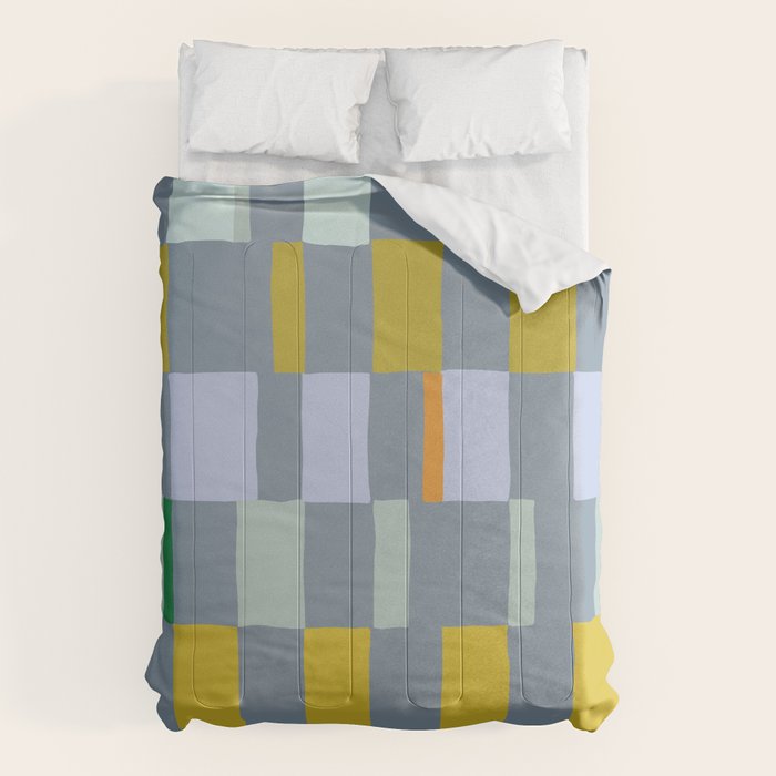 Summer check handdrawn teal Comforter Gallery Image 6