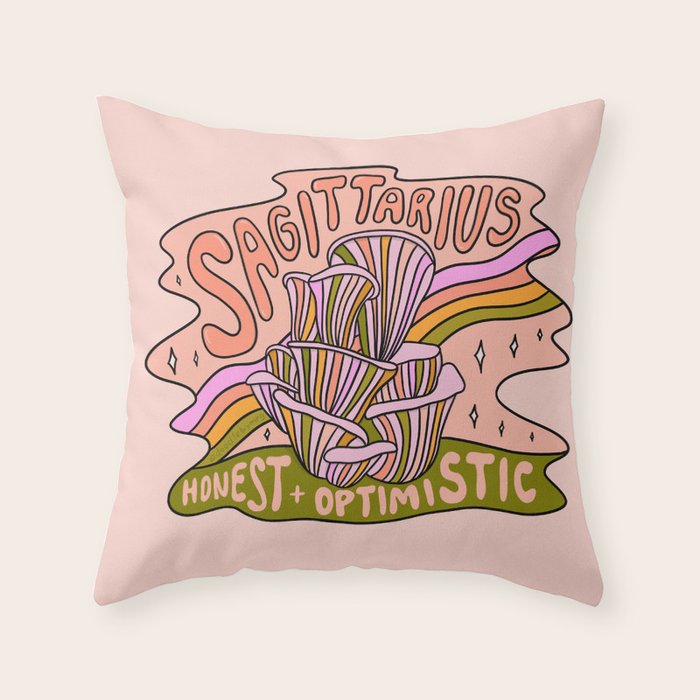 Sagittarius Mushroom Throw Pillow Gallery Image 1