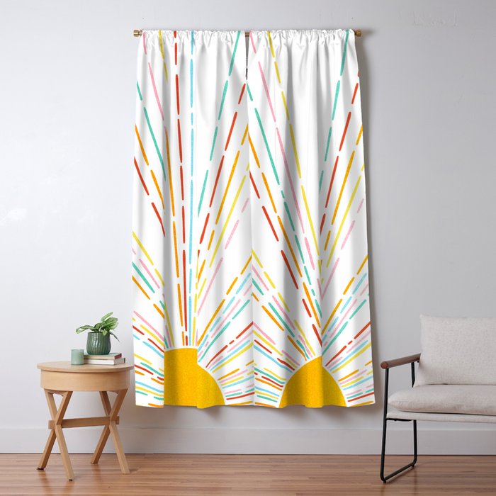 Retro Sunburst: Rainbow Edition Window Curtain Gallery Image 1
