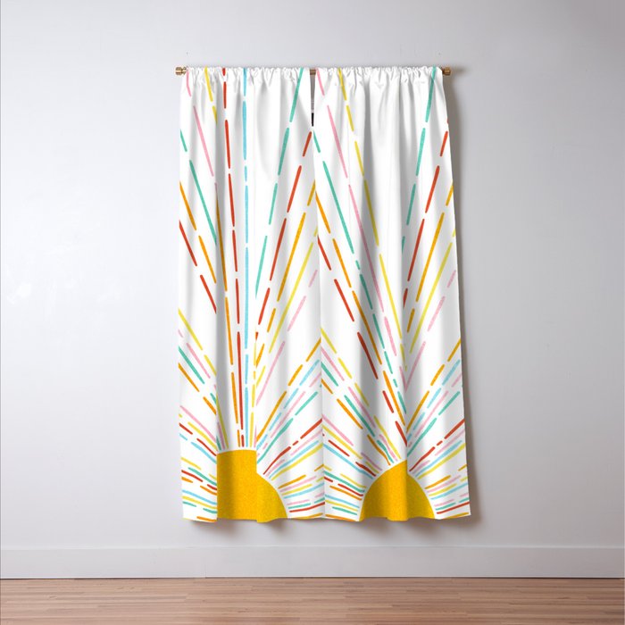 Retro Sunburst: Rainbow Edition Window Curtain Gallery Image 3