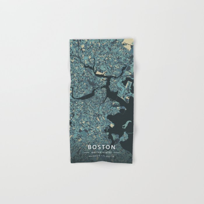 Boston, United States - Cream Blue Bath Towel Gallery Image 1