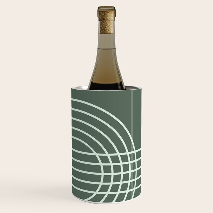 Geometric Lines in Forest Green Wine Chiller Gallery Image 3