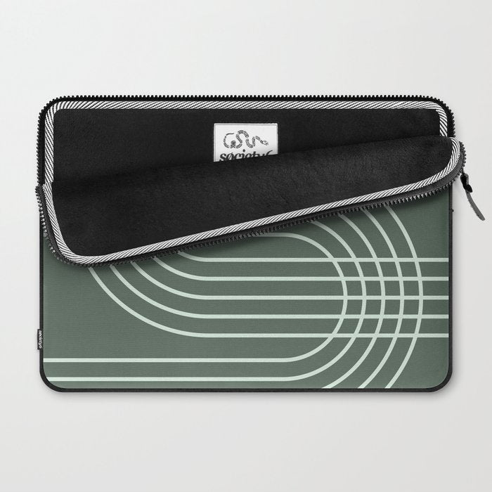 Geometric Lines in Forest Green Laptop Sleeve Gallery Image 2