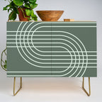 Geometric Lines in Forest Green Credenza Gallery Image 1