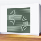 Geometric Lines in Forest Green Wall Mural Gallery Image 2