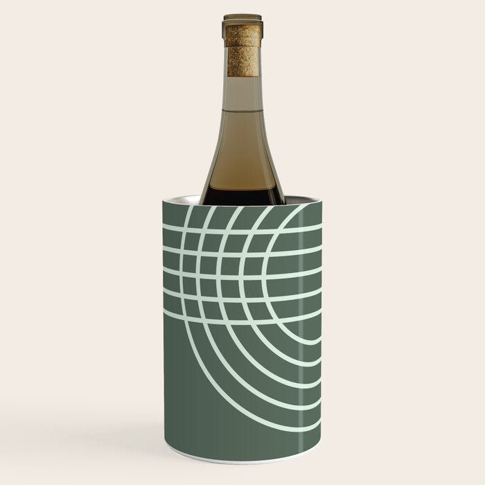 Geometric Lines in Forest Green Wine Chiller Gallery Image 2