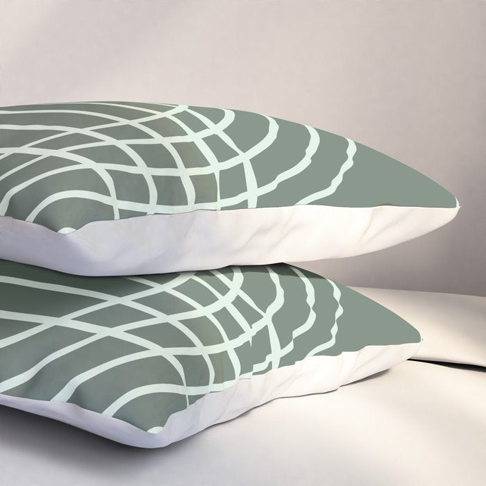Geometric Lines in Forest Green Pillow Sham Gallery Image 3