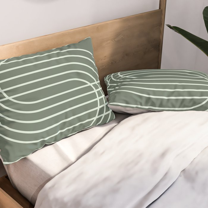 Geometric Lines in Forest Green Pillow Sham Gallery Image 2