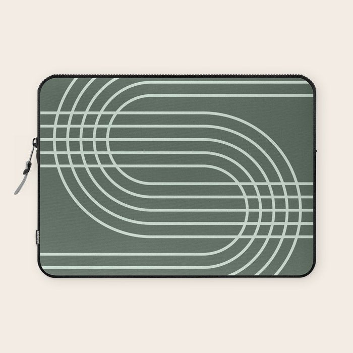 Geometric Lines in Forest Green Laptop Sleeve Gallery Image 1