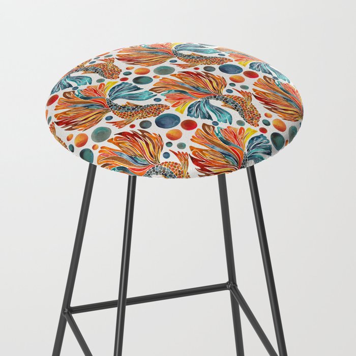 Siamese Fighting Fish - Orange & Blue Stool Gallery Image 2