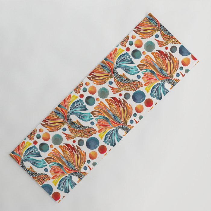 Siamese Fighting Fish - Orange & Blue Yoga Mat Gallery Image 1