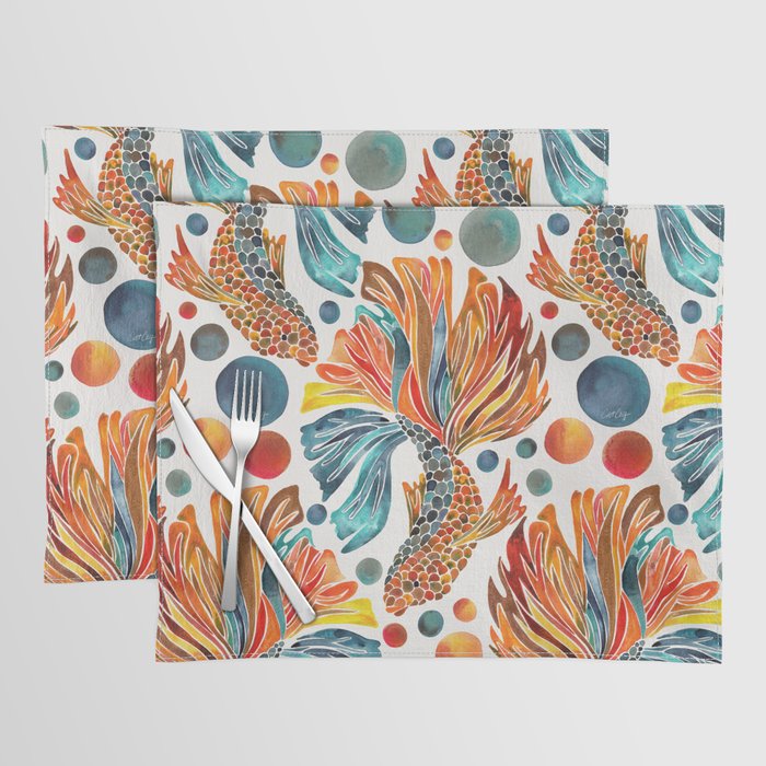Siamese Fighting Fish - Orange & Blue Placemat Gallery Image 1