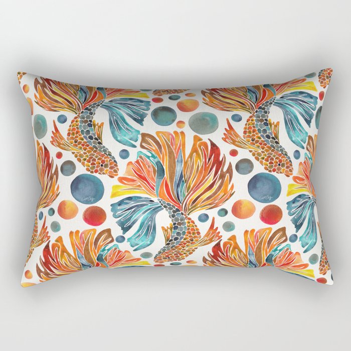 Siamese Fighting Fish - Orange & Blue Rectangular Pillow Gallery Image 2