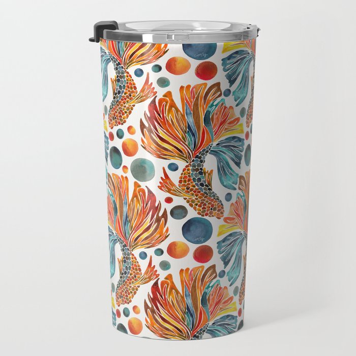 Siamese Fighting Fish - Orange & Blue Travel Mug Gallery Image 3