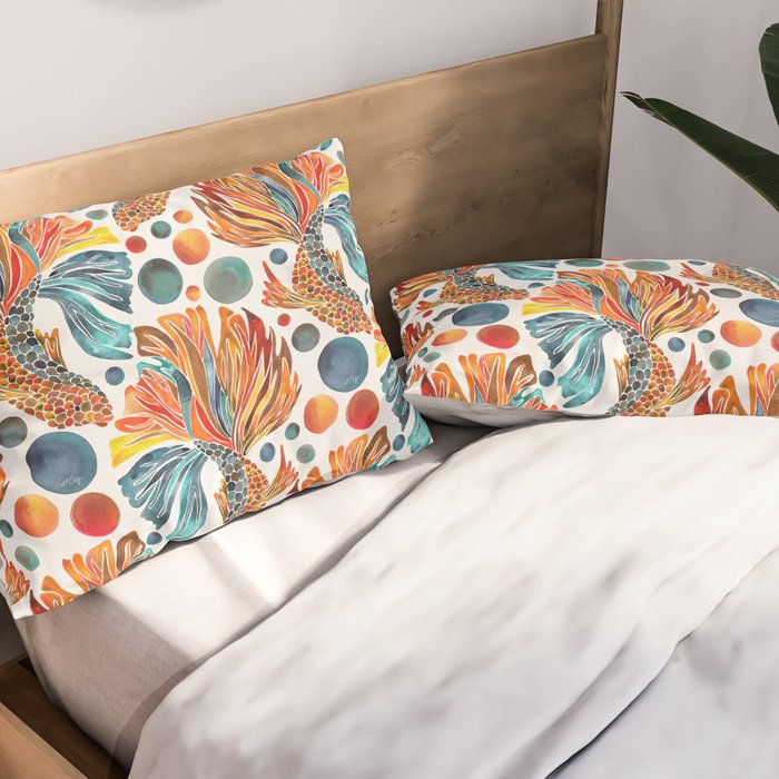 Siamese Fighting Fish - Orange & Blue Pillow Sham Gallery Image 2