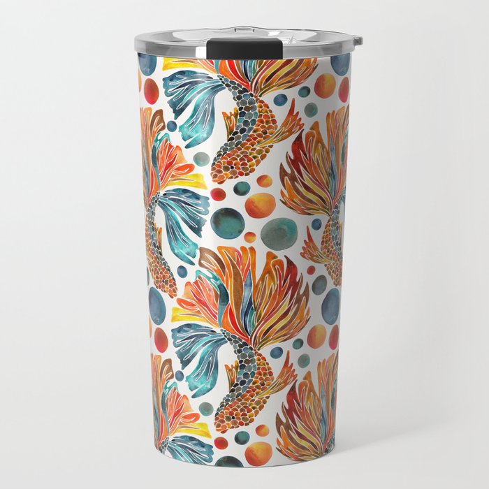 Siamese Fighting Fish - Orange & Blue Travel Mug Gallery Image 1