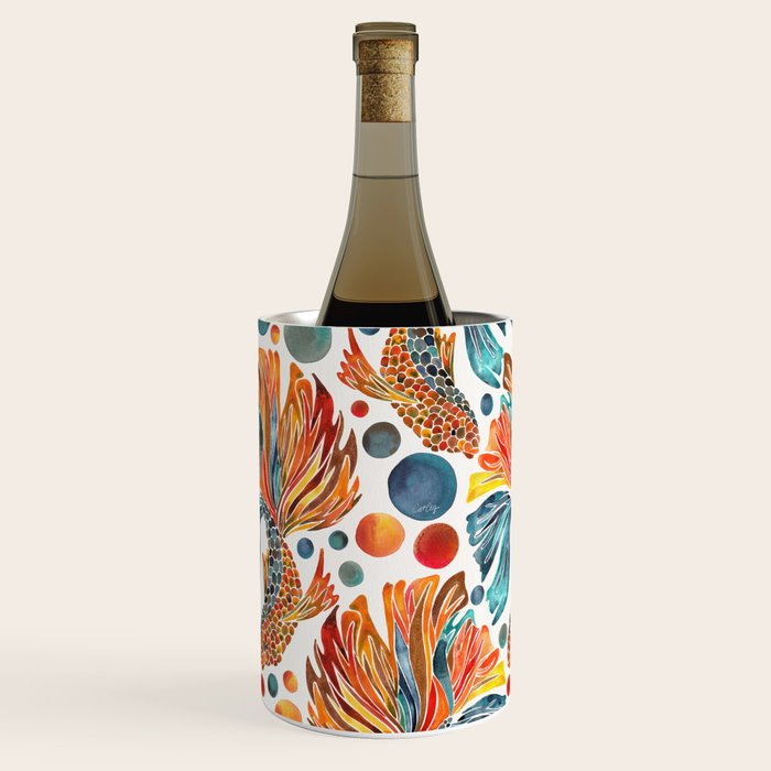 Siamese Fighting Fish - Orange & Blue Wine Chiller Gallery Image 2