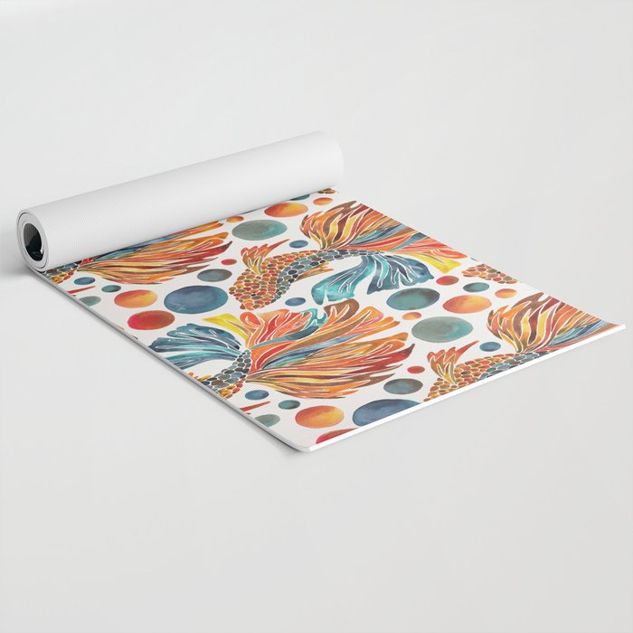 Siamese Fighting Fish - Orange & Blue Yoga Mat Gallery Image 2