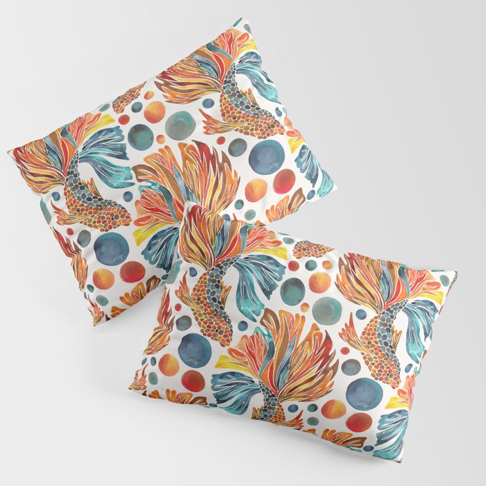 Siamese Fighting Fish - Orange & Blue Pillow Sham Gallery Image 1