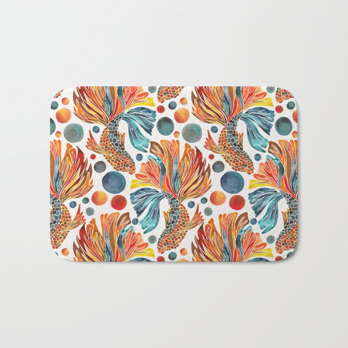 Siamese Fighting Fish - Orange & Blue Bath Mat Gallery Image 1
