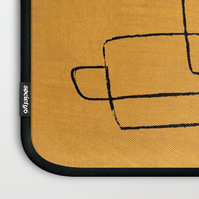 Minimalist Minimal Line Drawing Maze Mustard Yellow Painting Mid Century Modern Cool Funky Trendy Laptop Sleeve Gallery Image 3