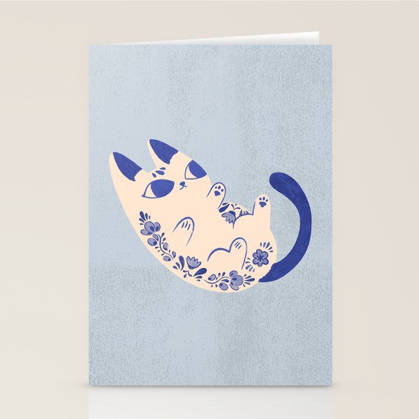 Purrcelin Cat Butt - Charming Delft Pottery Kitty Stationery Card Gallery Image 1