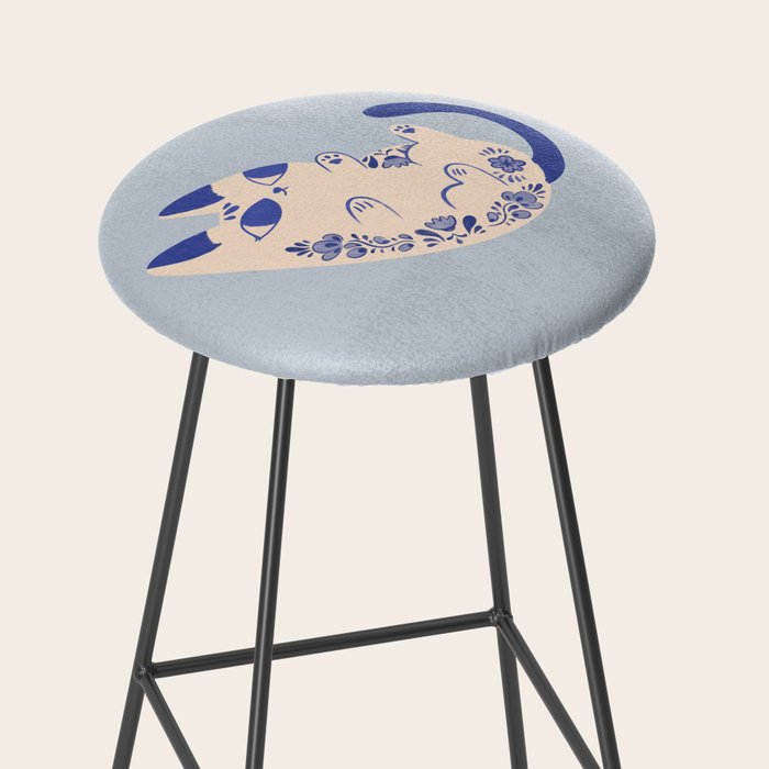 Purrcelin Cat Butt - Charming Delft Pottery Kitty Stool Gallery Image 2