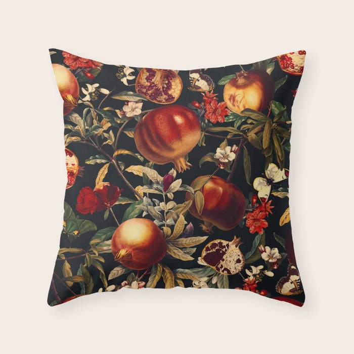 Pomegranate Garden II - Night Throw Pillow Gallery Image 6