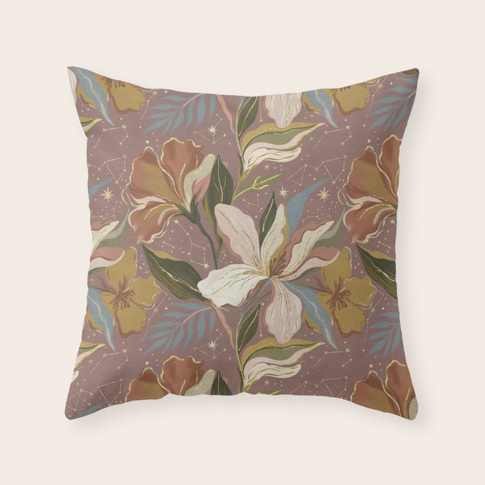 Celestial Iris Garden Throw Pillow Gallery Image 1