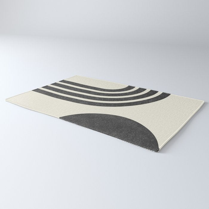 Mid Century Modern - Sun and Rainbow black and white Rug Gallery Image 3