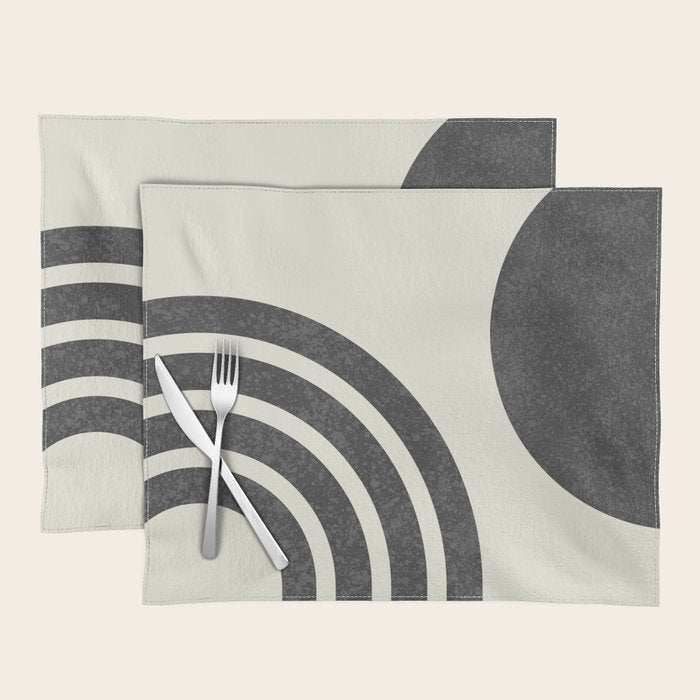 Mid Century Modern - Sun and Rainbow black and white Placemat Gallery Image 1